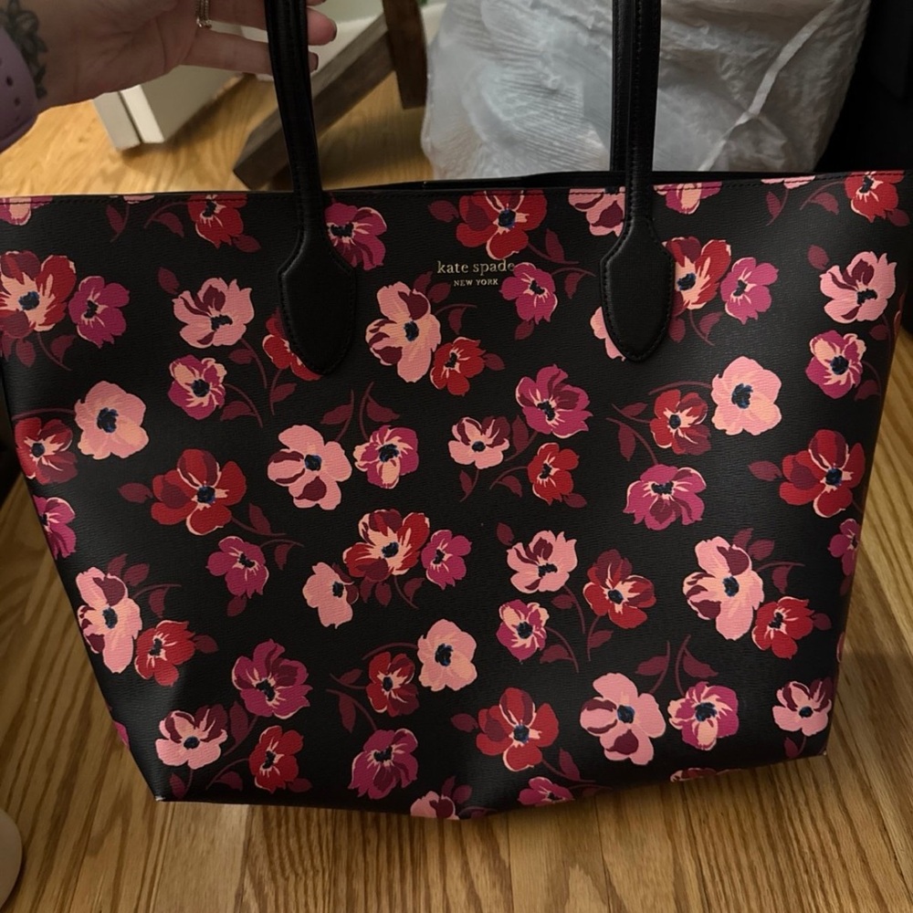 Kate Spade Black and Pink Floral Tote